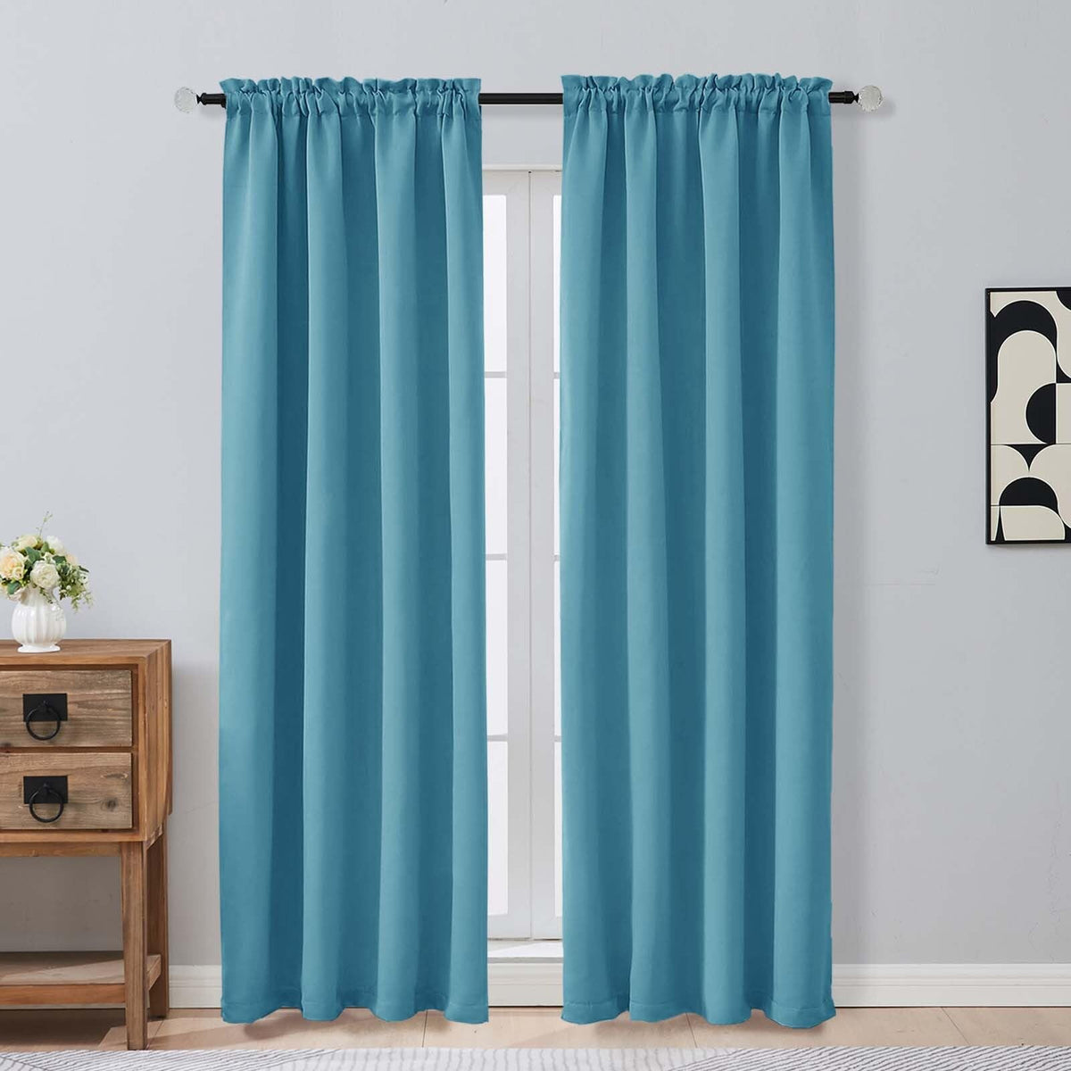 OVZME Natural Room Darkening Curtains for Bedroom 72 Inches Long 2 Panels, Thermal Insulated Energy Saving Blackout Curtains for Living Room, Dual Rod Pocket Blackout Drapes, 2x40Wx72L Inches