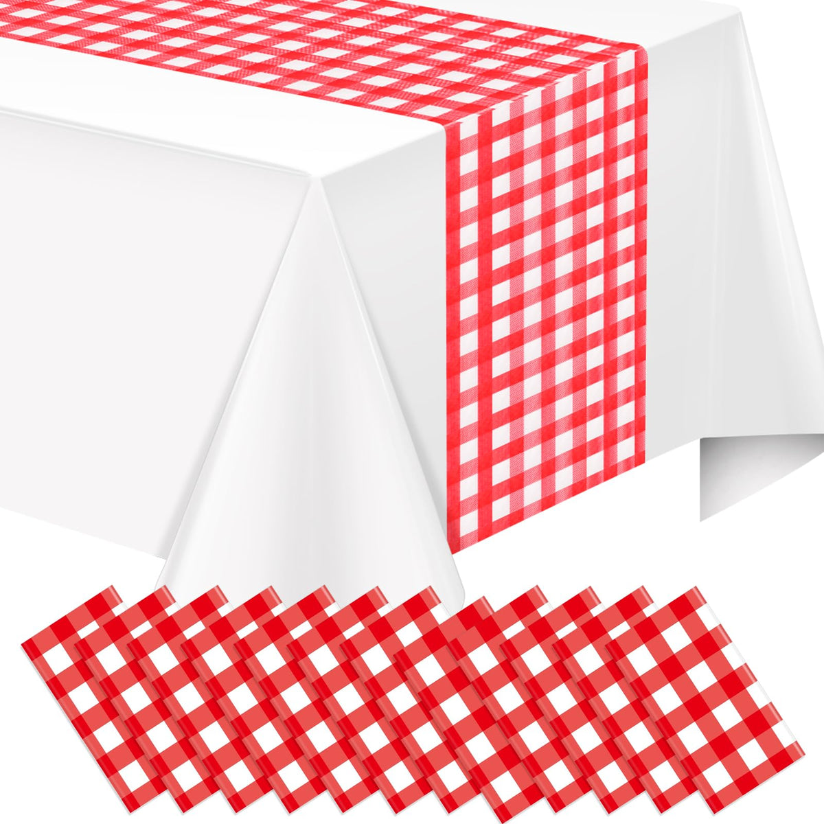 6pcs 14 x 108 Inch Plastic Black and White Checkered Table Runners