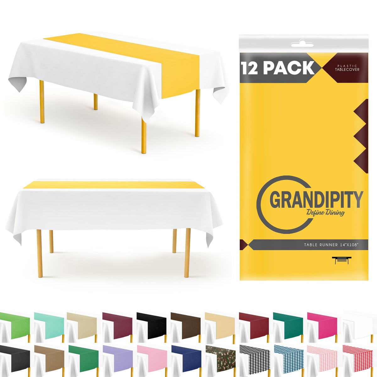 Grandipity Disposable Table Runner for Parties 6 Pack (14 x 108 Inch)