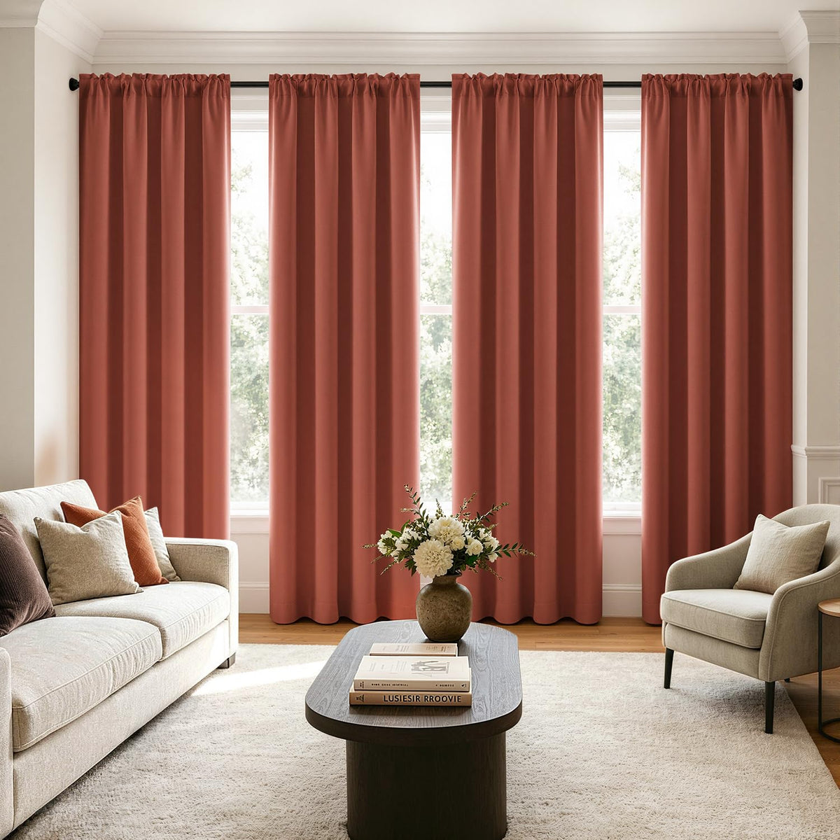MIULEE Sage Green Blackout Curtains 63 Inch Length for Bedroom 4 Panels