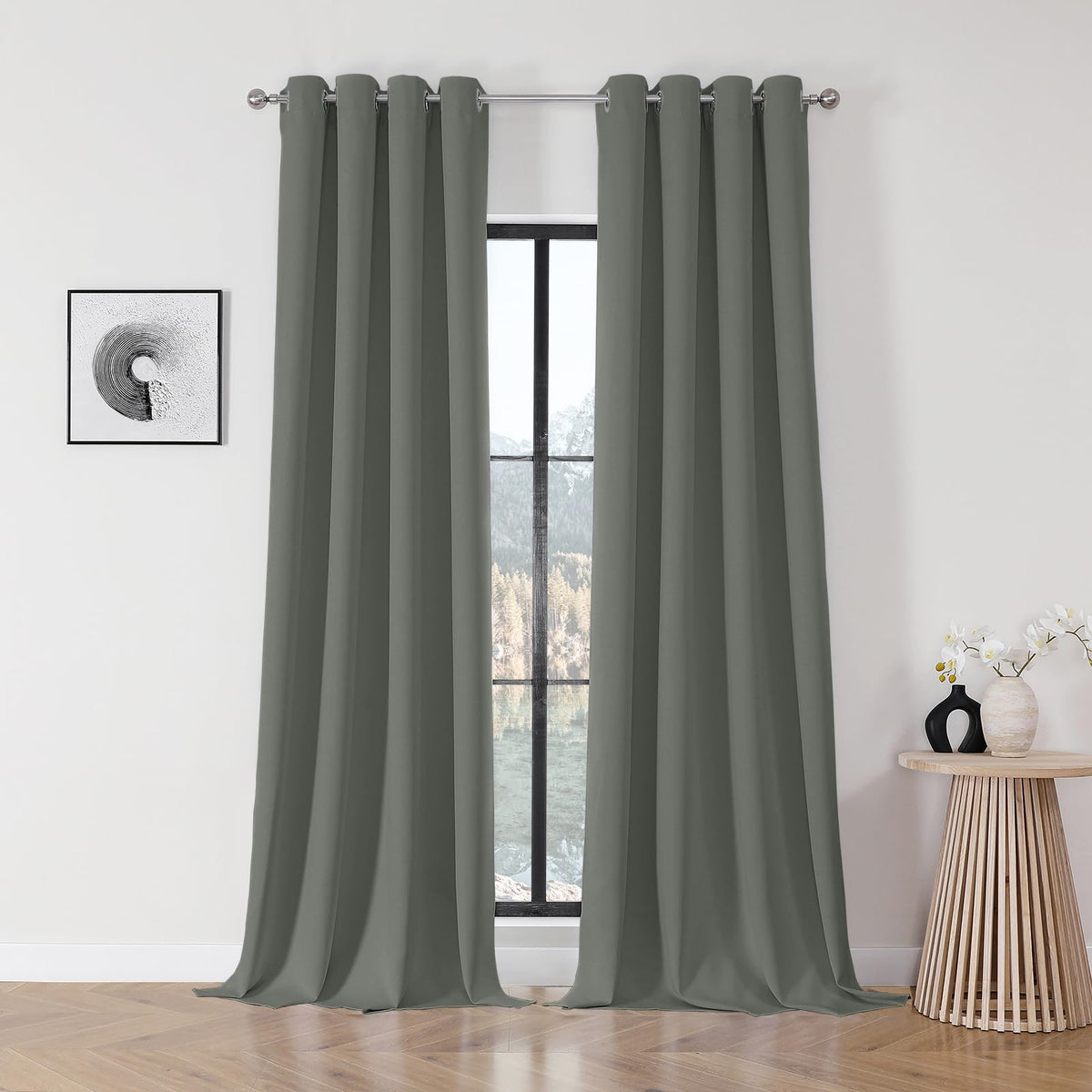 Joydeco Blackout Curtains for Bedroom,Black Out Curtains 84 Inch Long, Black Drapes with Grommets, Noise Reducing Energy Saving Thermal Insulated & Wrinkle-Free Drapes for Living Room, 2 Panels