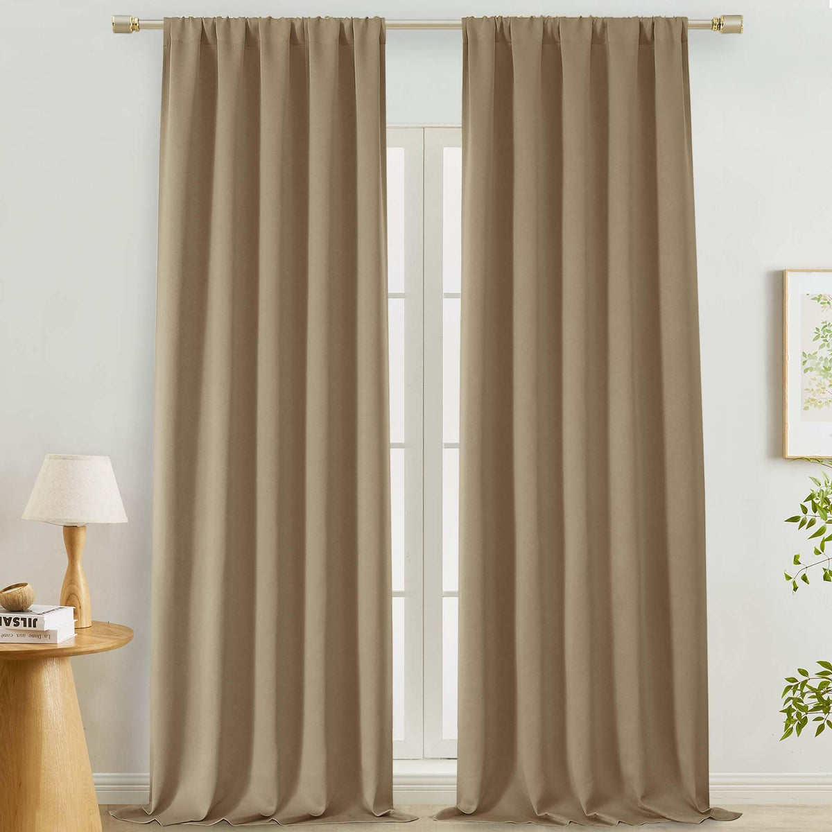 Lecloud Black Blackout Curtains for Bedroom 54 Inch Length 2 Panels