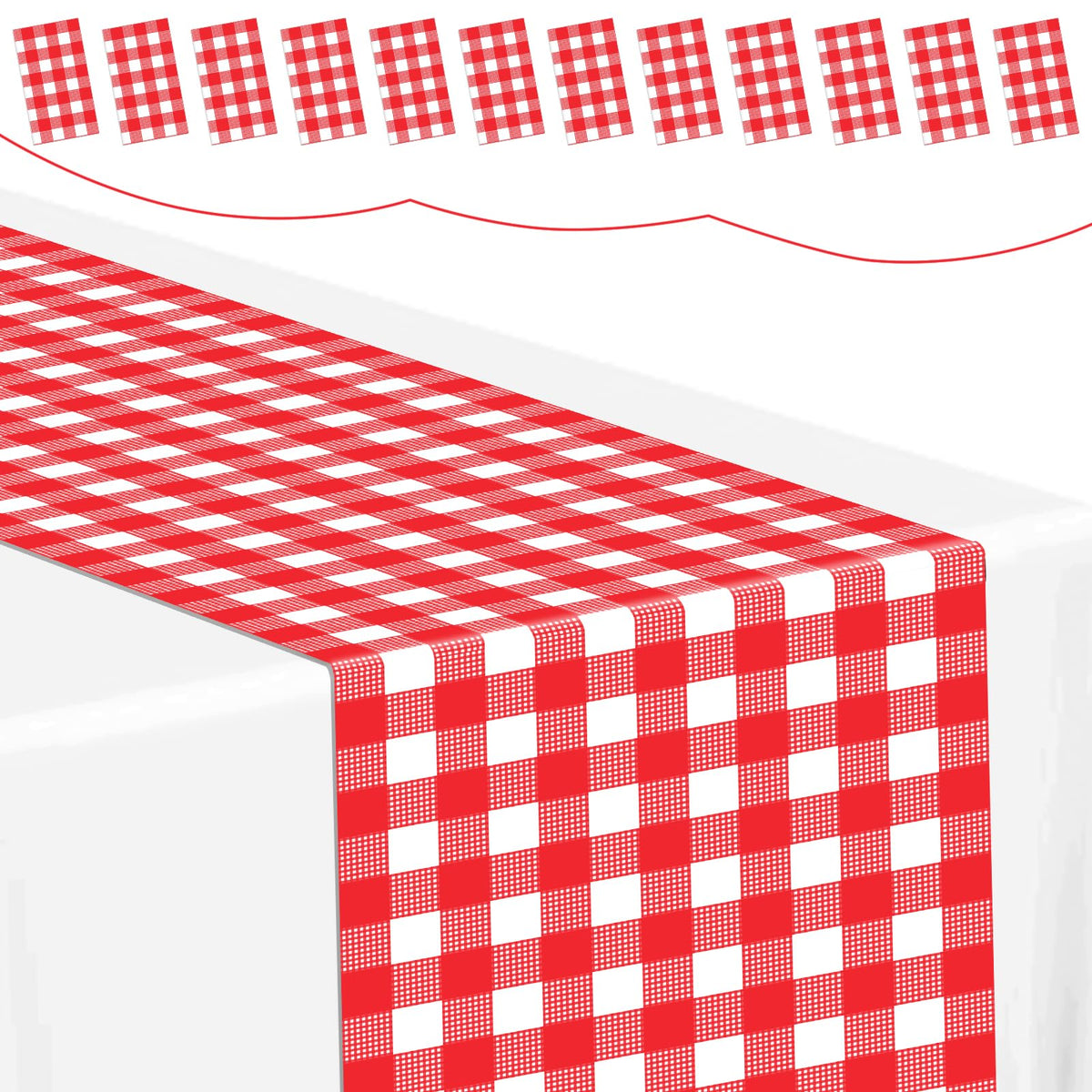 Mwellewm 6 Pcs Checkered Table Runner 14x108 Inch Plastic Racetrack Road Race Car Table Cloth Disposable Black and White Tablecloth for Two Fast Racing Theme Birthday Party Decorations Events Supplies