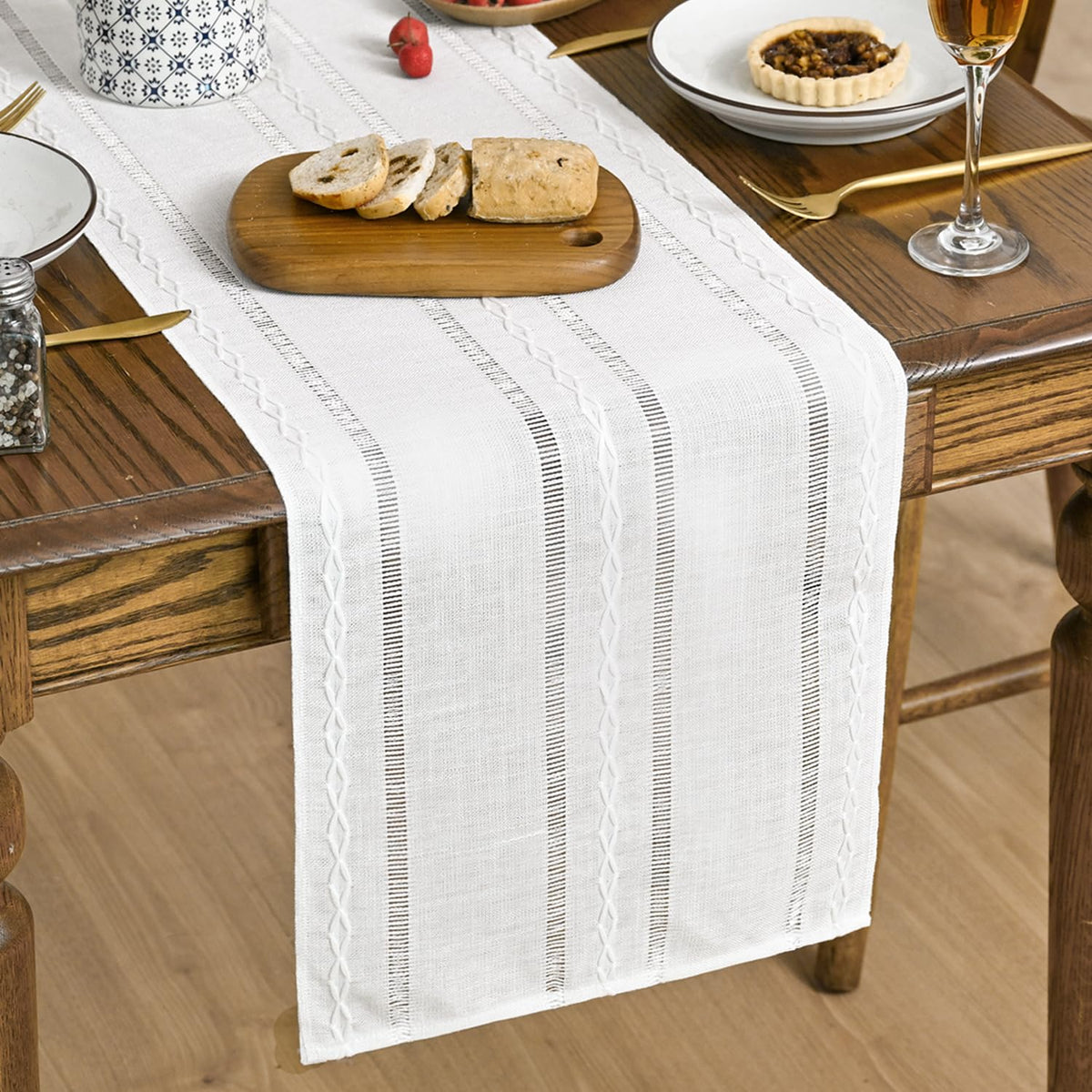 Artoid Mode Beige Rustic Cotton Linen Table Runner 13x72 Inch