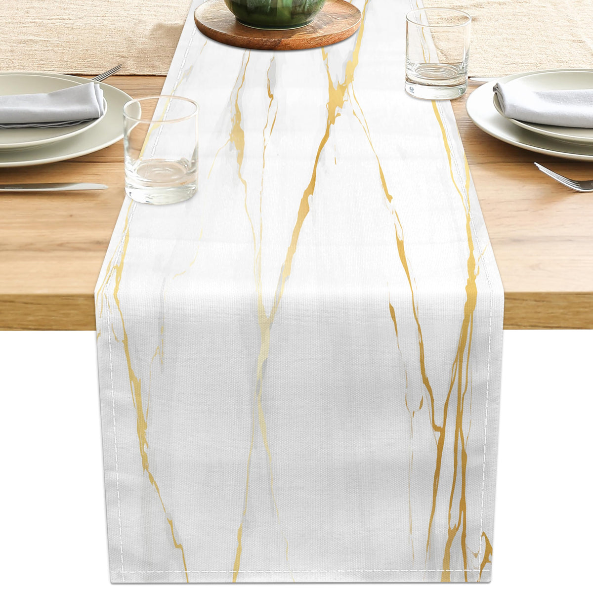 Linen Coastal Table Runner 13x71 Inch Blue Teal Summer Beach Nautical Table Runners Modern Kitchen Dining Table Decorations Rustic Coffee Table Dresser for Home Holiday Party Decor (Blue71)