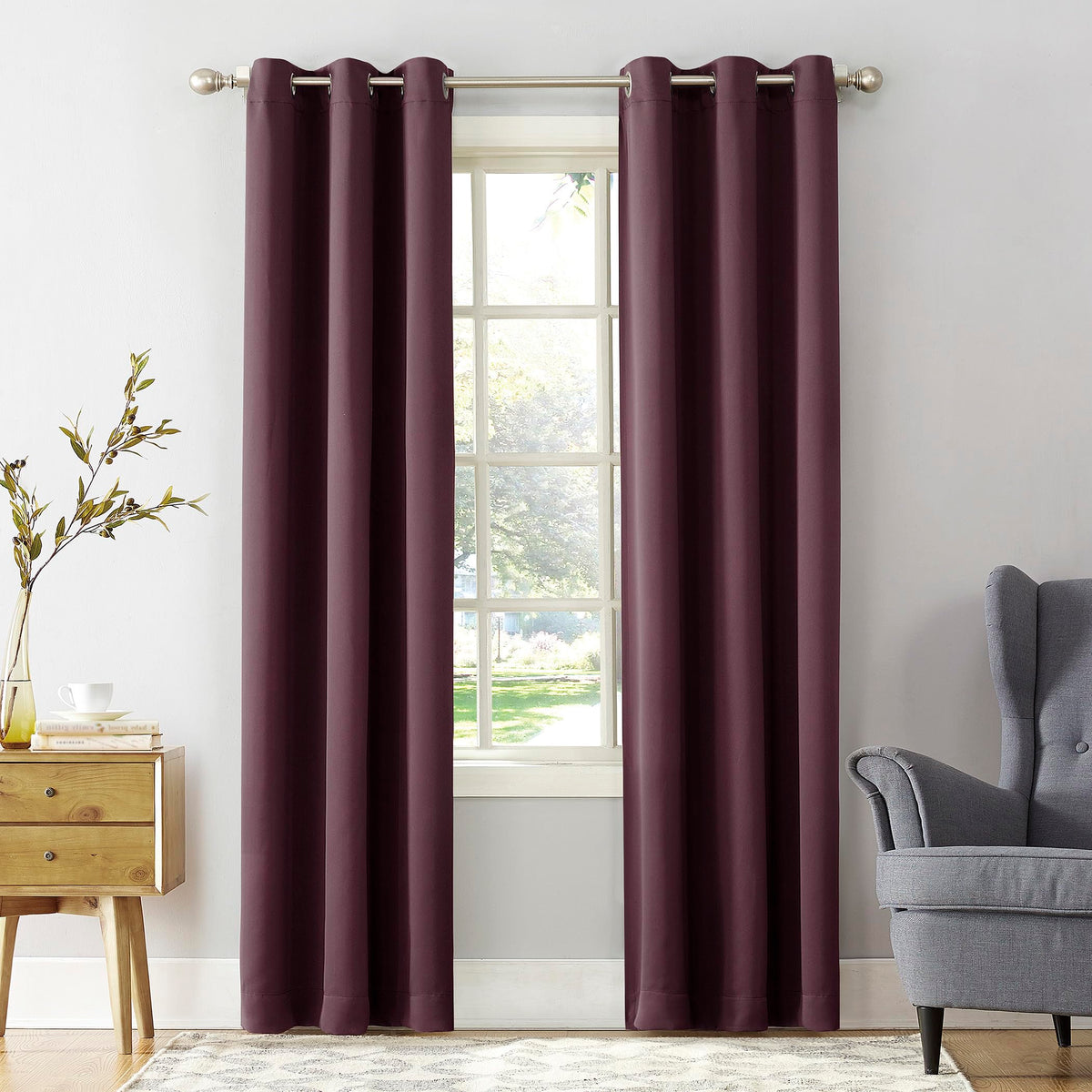 Sun Zero Easton Energy Saving Blackout Grommet Curtain Panel, 40" x 63", Sage Green