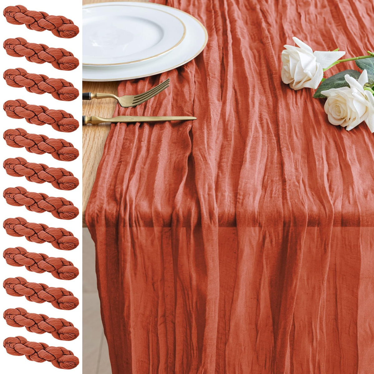 Cheesecloth Table Runner 10FT Blushing Pink Boho Gauze Sheer Runners