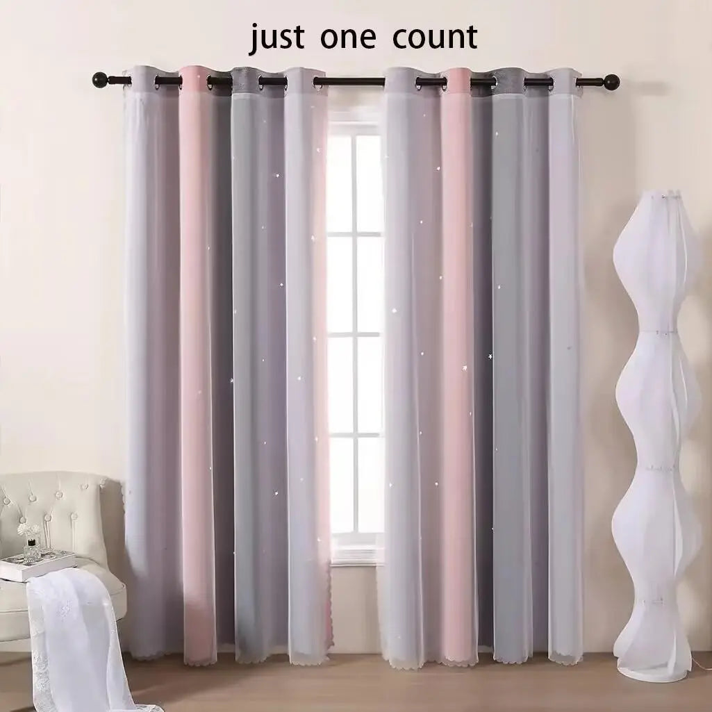 Star Pattern Hollow Out Curtain, 1 Piece Modern Window Curtain for Home Bedroom Decor, Grommet Curtains