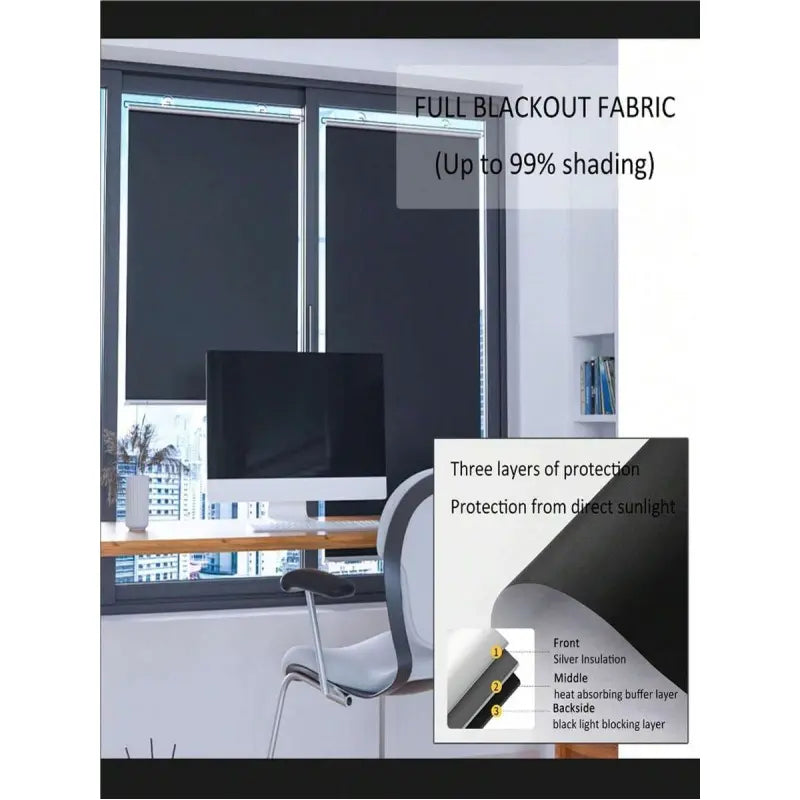 Retractable blackout roller shades, UV-blocking roller shades, and easy-to-install thermal pull-down shades, suitable for windows, doors, and RVs, No Drill Window Shades, Lazy Blinds No Drill, Window Shade Cover