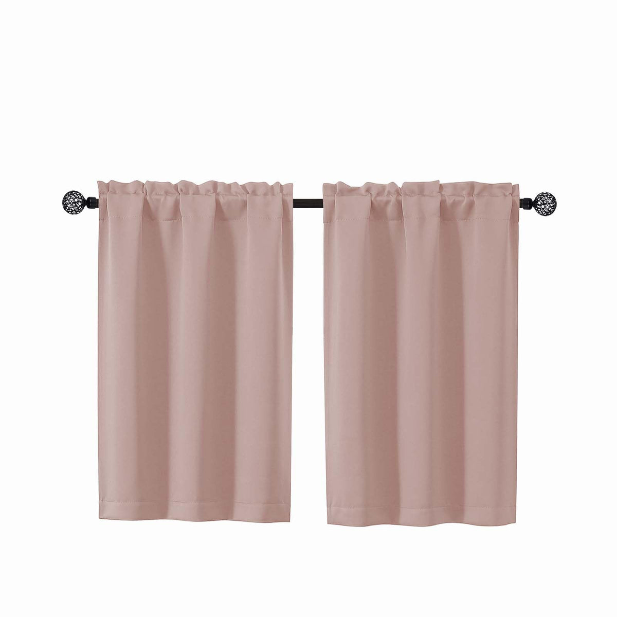 Gwine 24 Inch Long Tier Curtains for Small Window, Short Blackout Kitchen Curtains Over Sink, Half Window Drapes for Bedroom Bathroom Basement, 2 PCS, Each 30" Wx24 L, Black