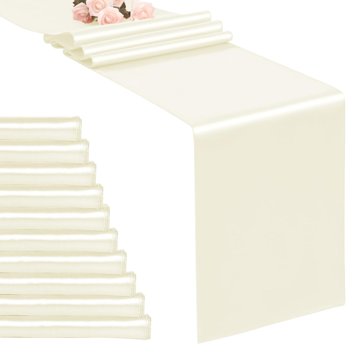10-Pack Champagne 12 x 108 inches Long Premium Satin Table Runner