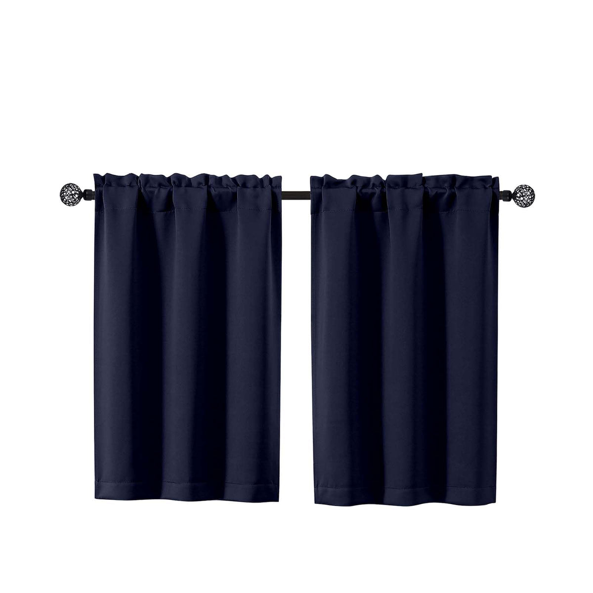 Gwine 24 Inch Long Tier Curtains for Small Window, Short Blackout Kitchen Curtains Over Sink, Half Window Drapes for Bedroom Bathroom Basement, 2 PCS, Each 30" Wx24 L, Black
