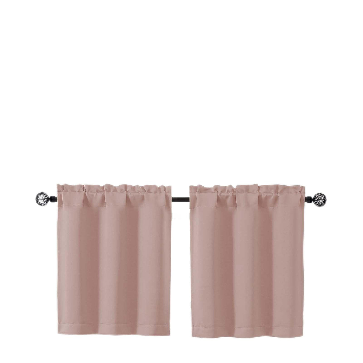 Gwine 24 Inch Long Tier Curtains for Small Window, Short Blackout Kitchen Curtains Over Sink, Half Window Drapes for Bedroom Bathroom Basement, 2 PCS, Each 30" Wx24 L, Black