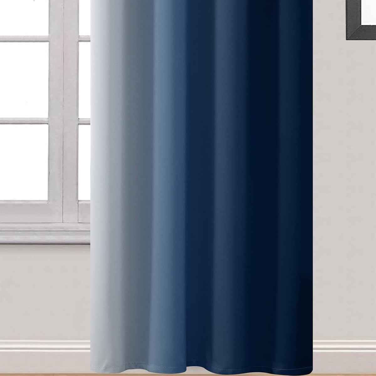 Yakamok Ombre Curtains Blue and Greyish White for Living Room,52Wx84L