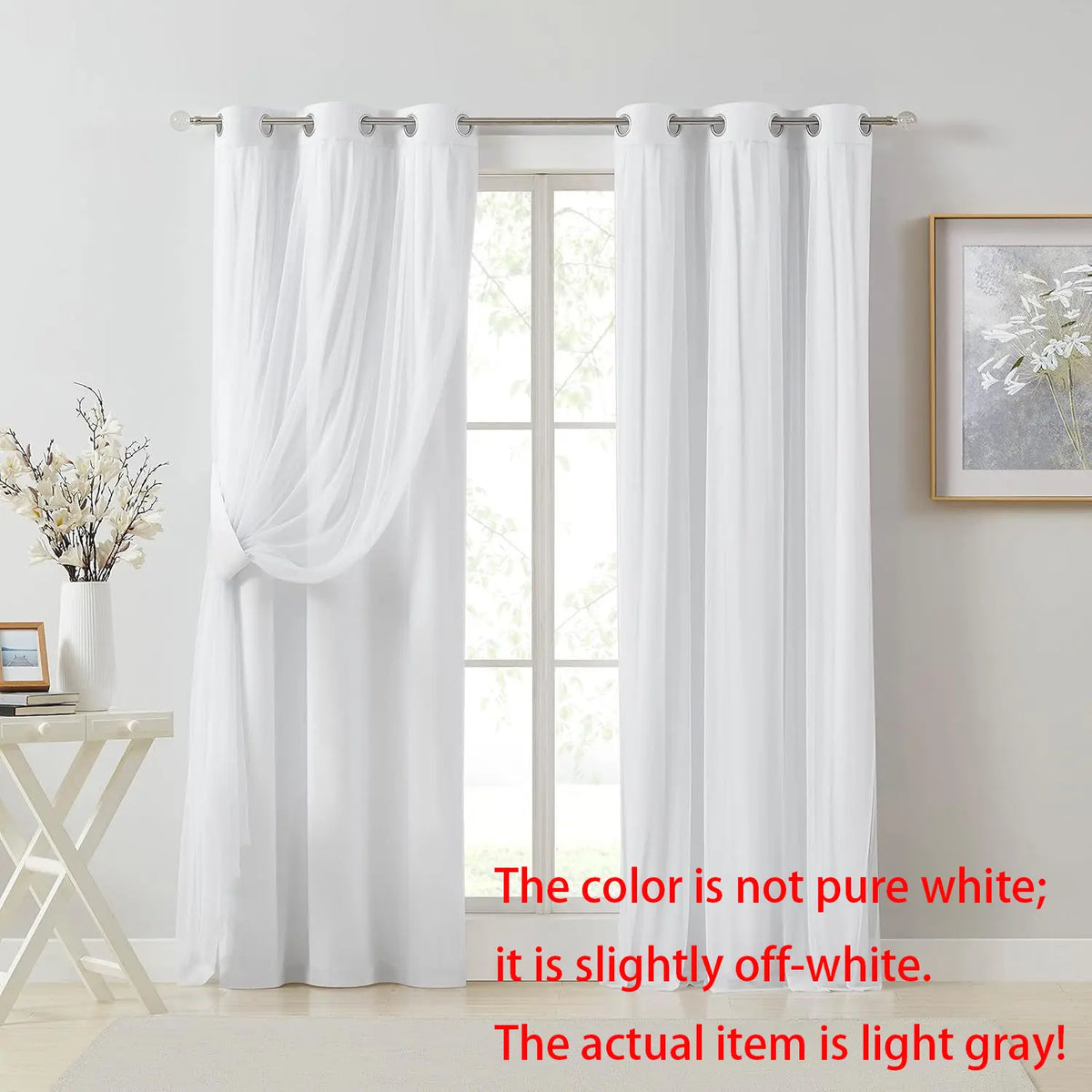 French Romantic Two-Layer Cloth Light-Blocking Finished Curtain, Fashionable Grommet Drapery for Living Room, Stylish and Trendy Window Covering, Window Drapes, Interior Decoration Accessories, Home Decorative Curtain