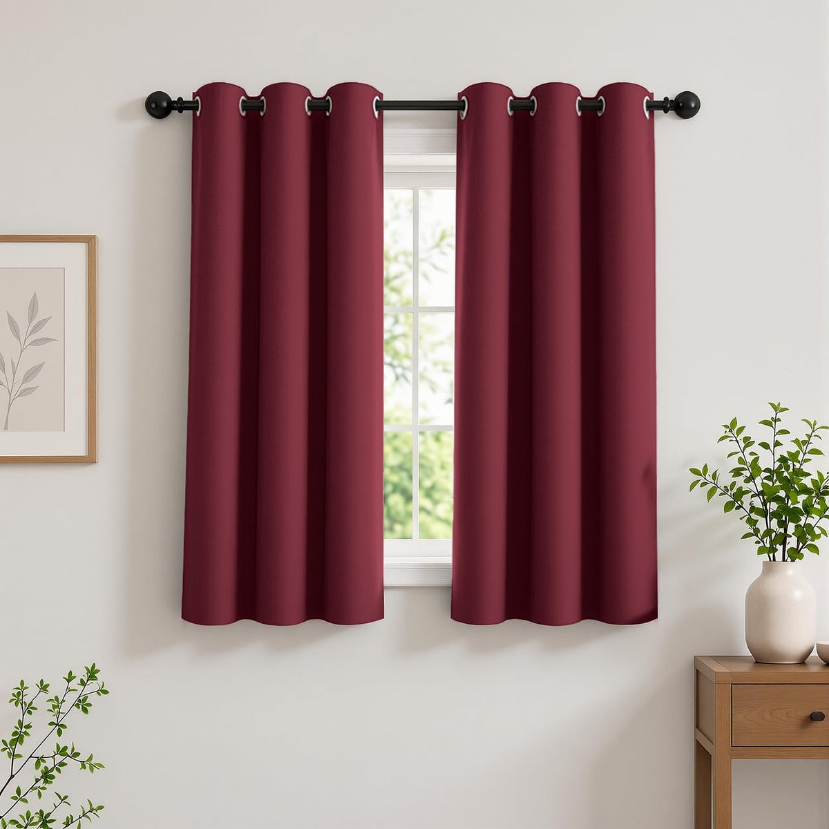 2-Panel Charcoal Grey Blackout Curtains 84" Length for Bedroom