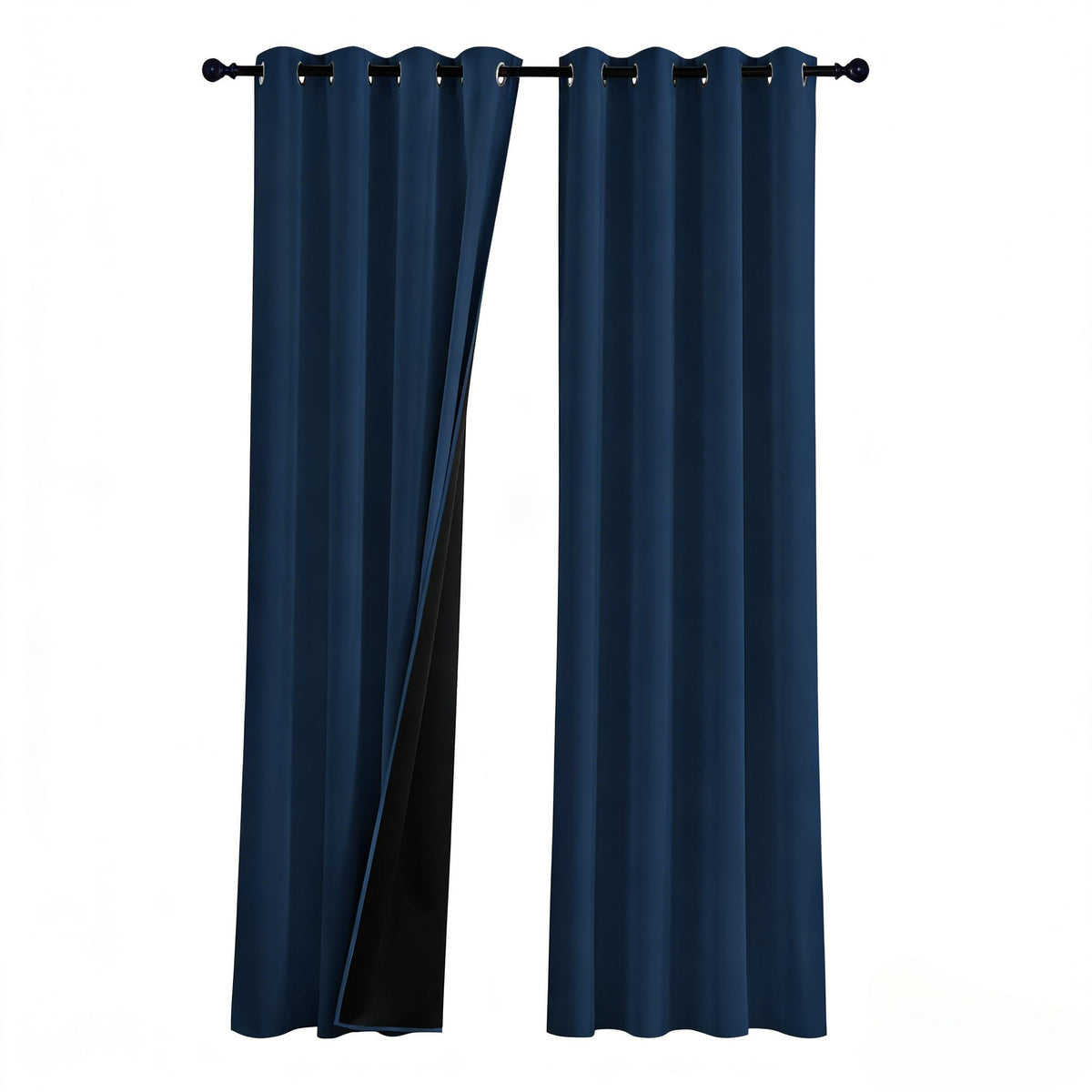 RYB HOME 100% Blackout Black Curtains for Bedroom Living Room 84 inch Long