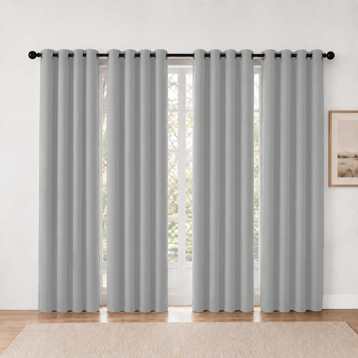 2-Panel Charcoal Grey Blackout Curtains 84" Length for Bedroom