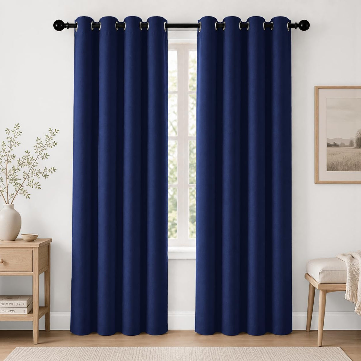 2-Panel Charcoal Grey Blackout Curtains 84" Length for Bedroom