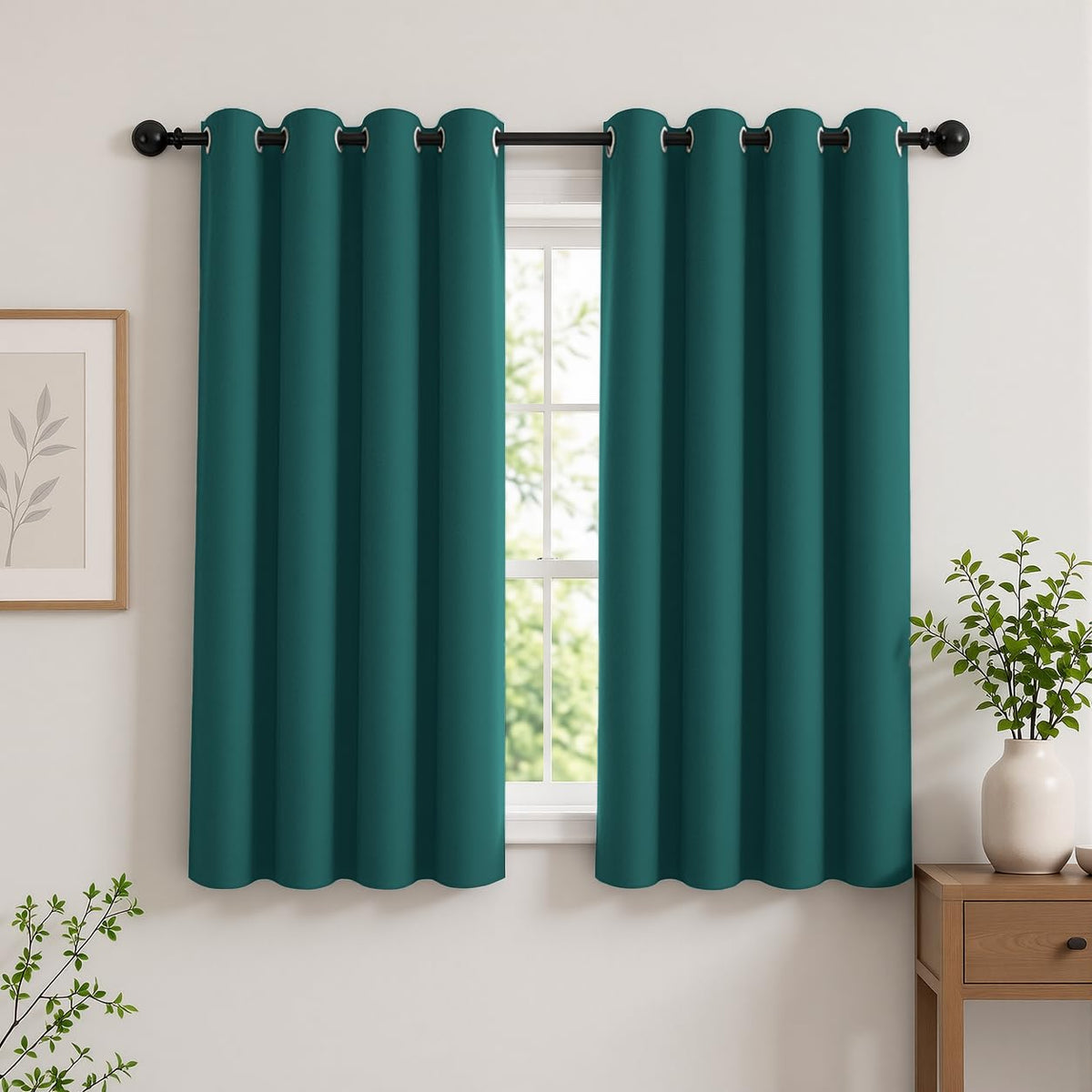 2-Panel Charcoal Grey Blackout Curtains 84" Length for Bedroom