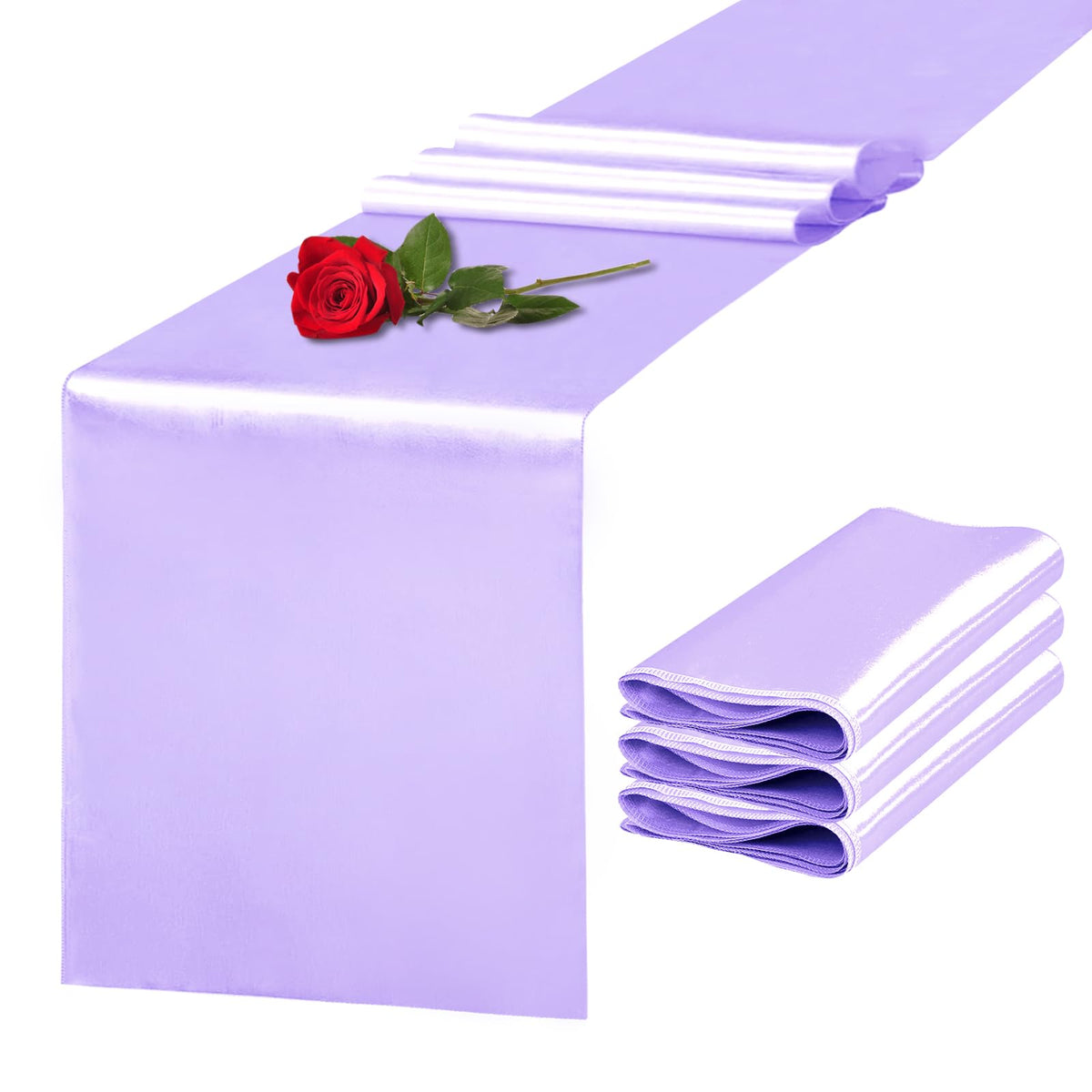 10 Pack Satin Table Runner 12 x 108 Inch Long Light Gold Silk Table Runner for Wedding Party Banquet Birthday Decoration