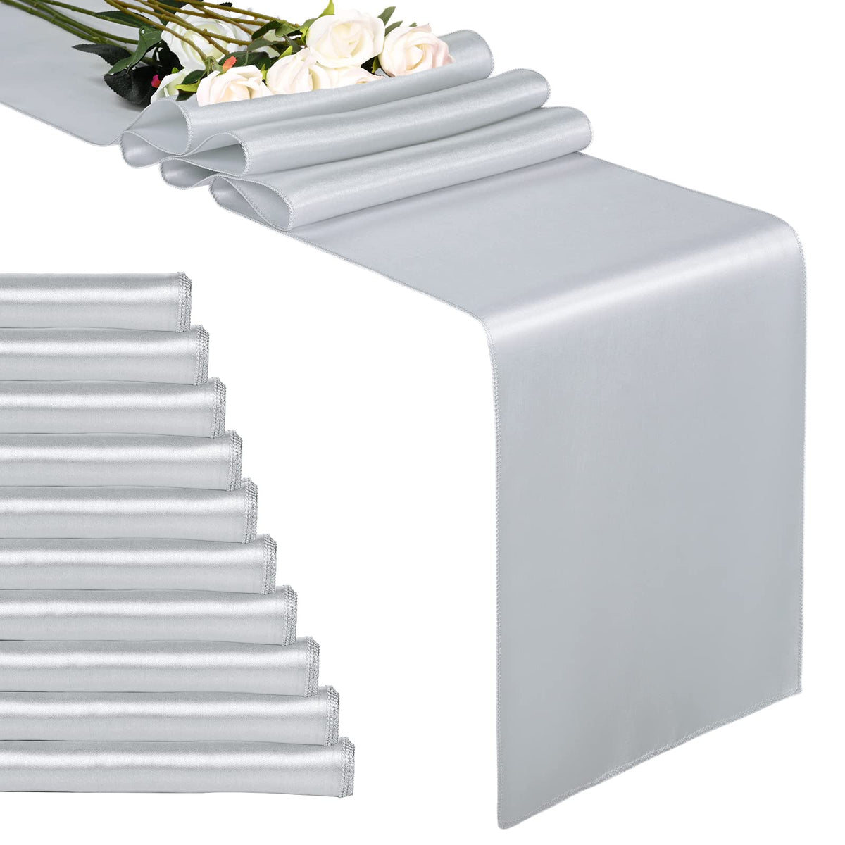 10-Pack Champagne 12 x 108 inches Long Premium Satin Table Runner