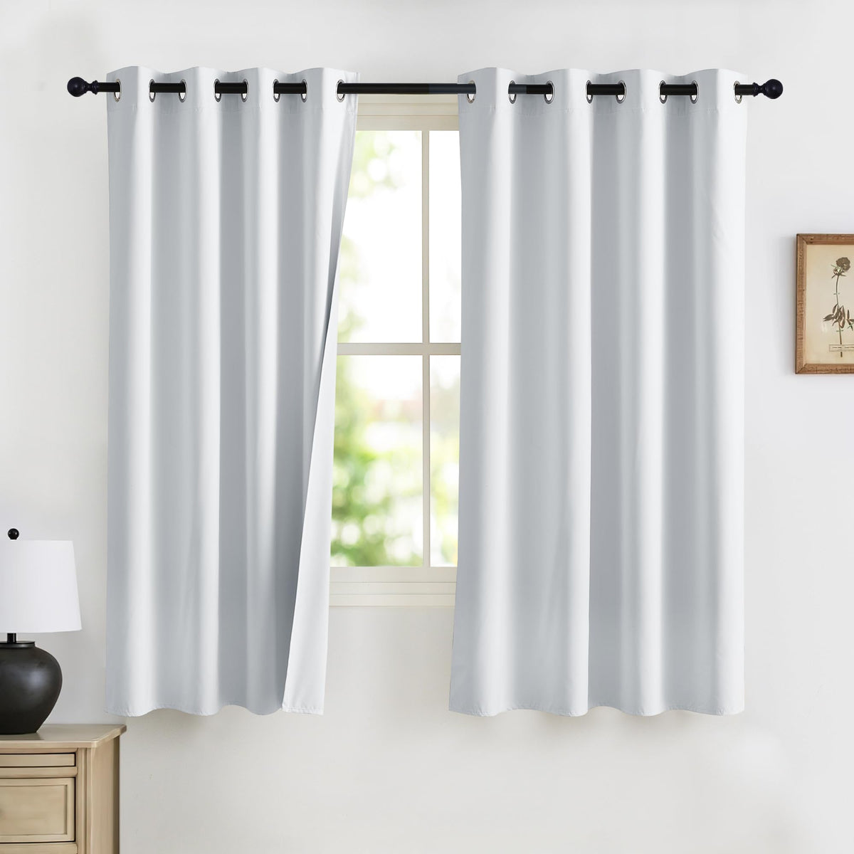 RYB HOME 100% Blackout Black Curtains for Bedroom Living Room 84 inch Long