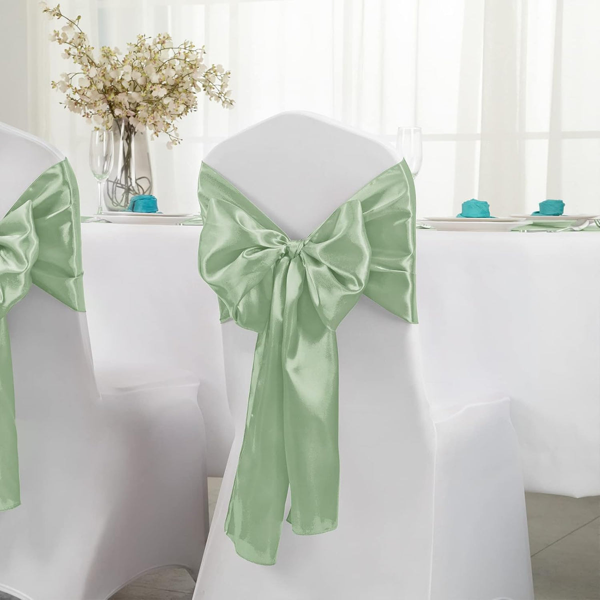 Horbaunal 24 Pack Sage Green Satin Table Runner 12 x 108 Inch