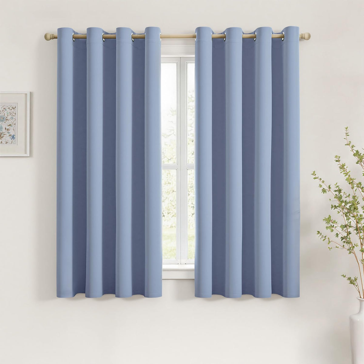MIULEE Beige Blackout Bedroom Curtains 63 Inch Long Light Blocking