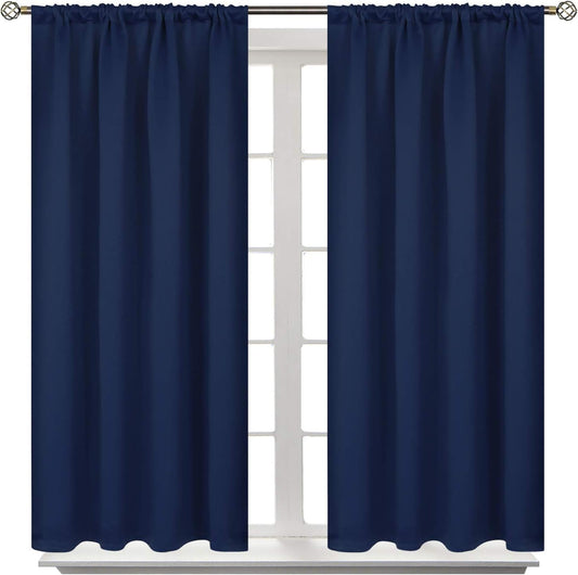 BGment Short Blackout Curtains 45 Inch Length Blue Room Darkening Drapes
