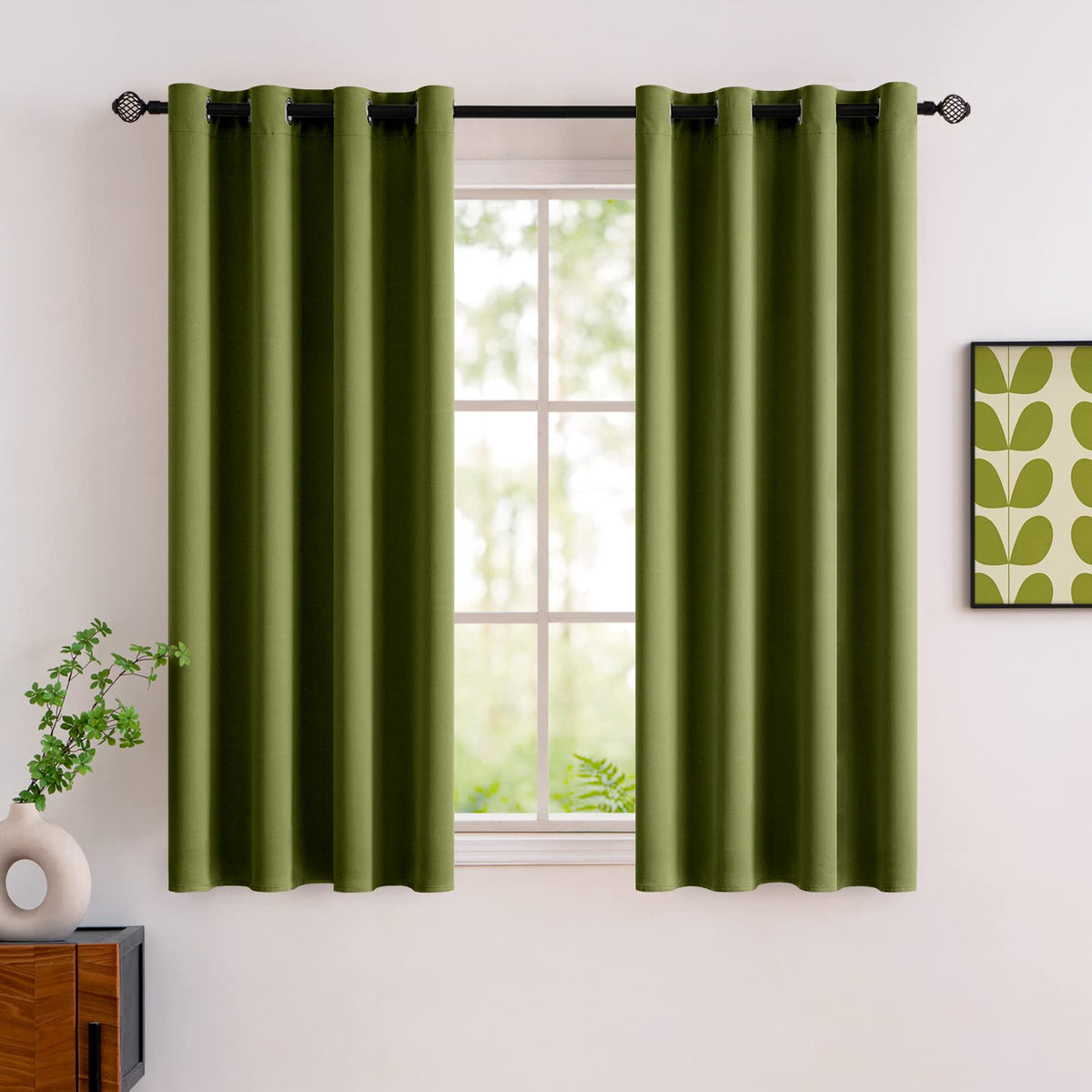 MIULEE Beige Blackout Bedroom Curtains 63 Inch Long Light Blocking