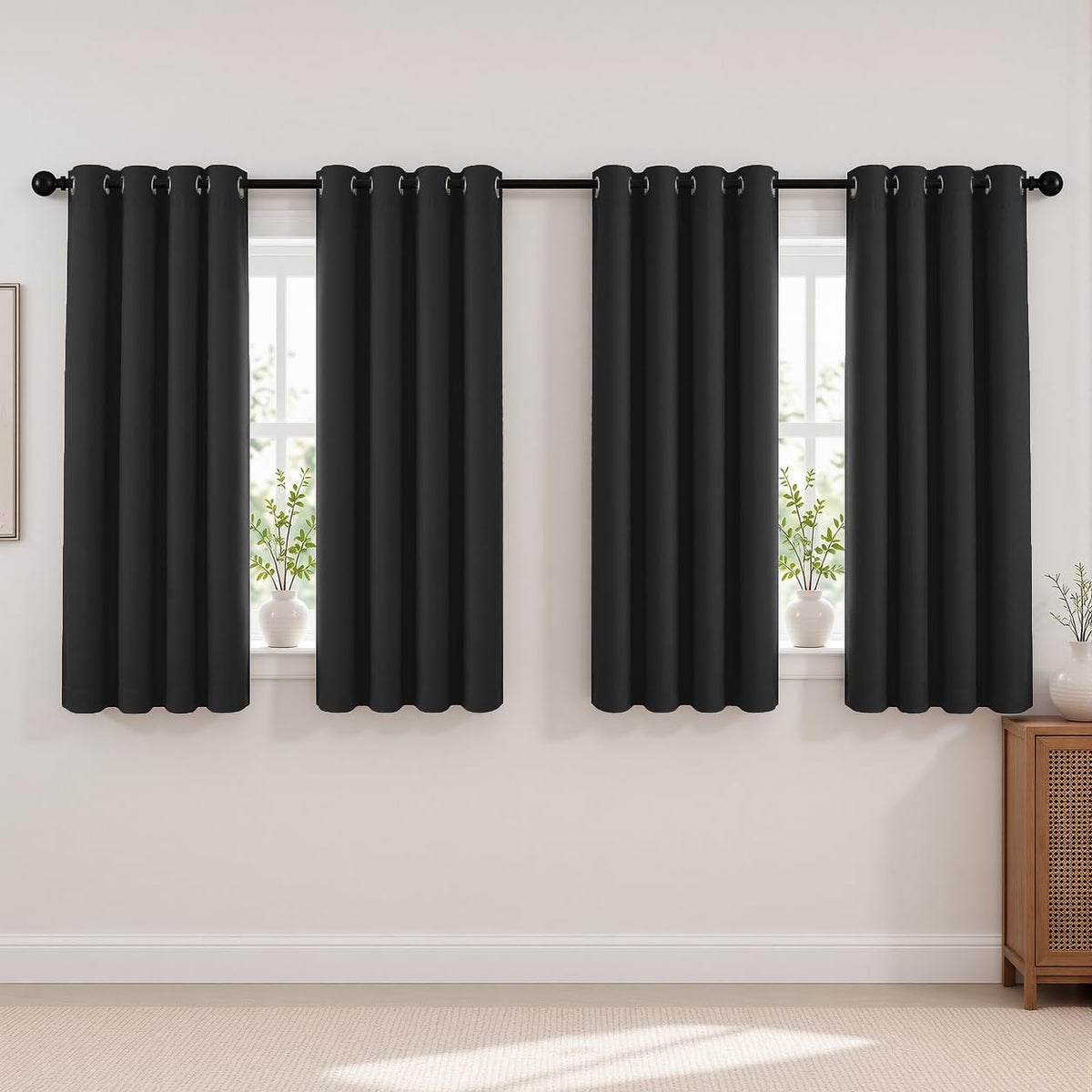 2-Panel Charcoal Grey Blackout Curtains 84" Length for Bedroom