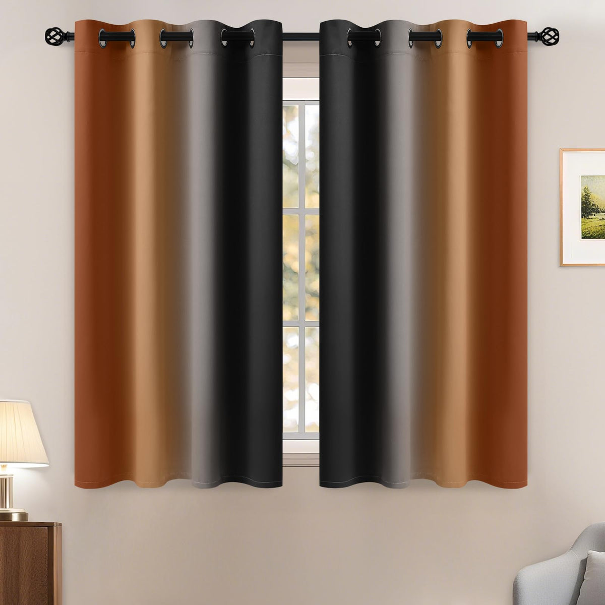 Yakamok Ombre Curtains Blue and Greyish White for Living Room,52Wx84L