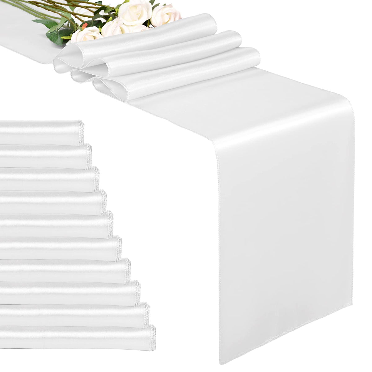10-Pack Champagne 12 x 108 inches Long Premium Satin Table Runner