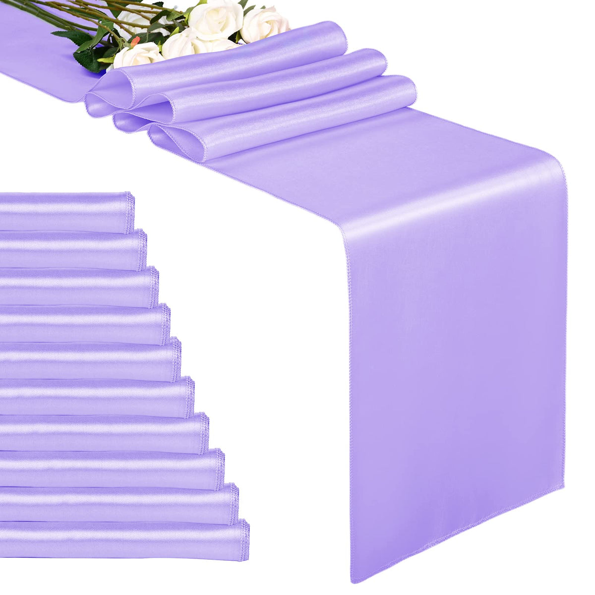 10-Pack Champagne 12 x 108 inches Long Premium Satin Table Runner
