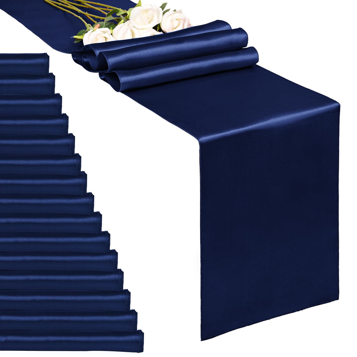 10-Pack Champagne 12 x 108 inches Long Premium Satin Table Runner