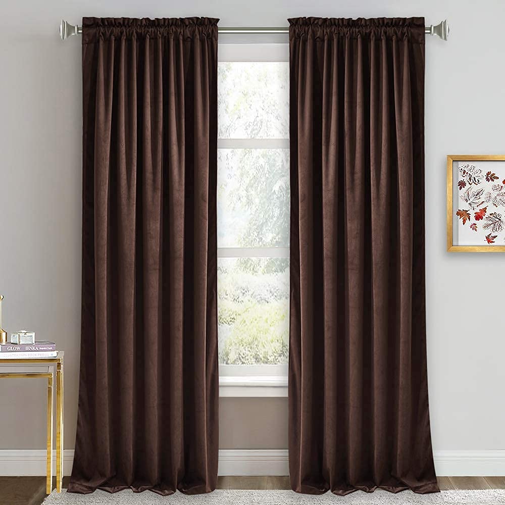 RYB HOME Green Velvet Blackout Curtains 84 inches for Bedroom Living Room