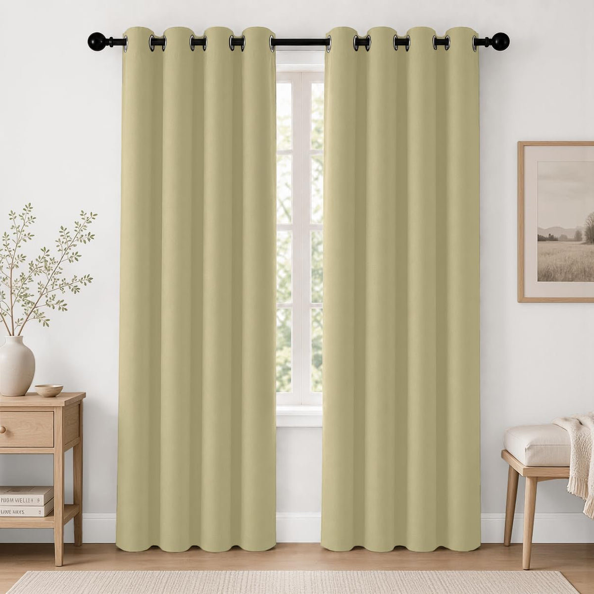 2-Panel Charcoal Grey Blackout Curtains 84" Length for Bedroom