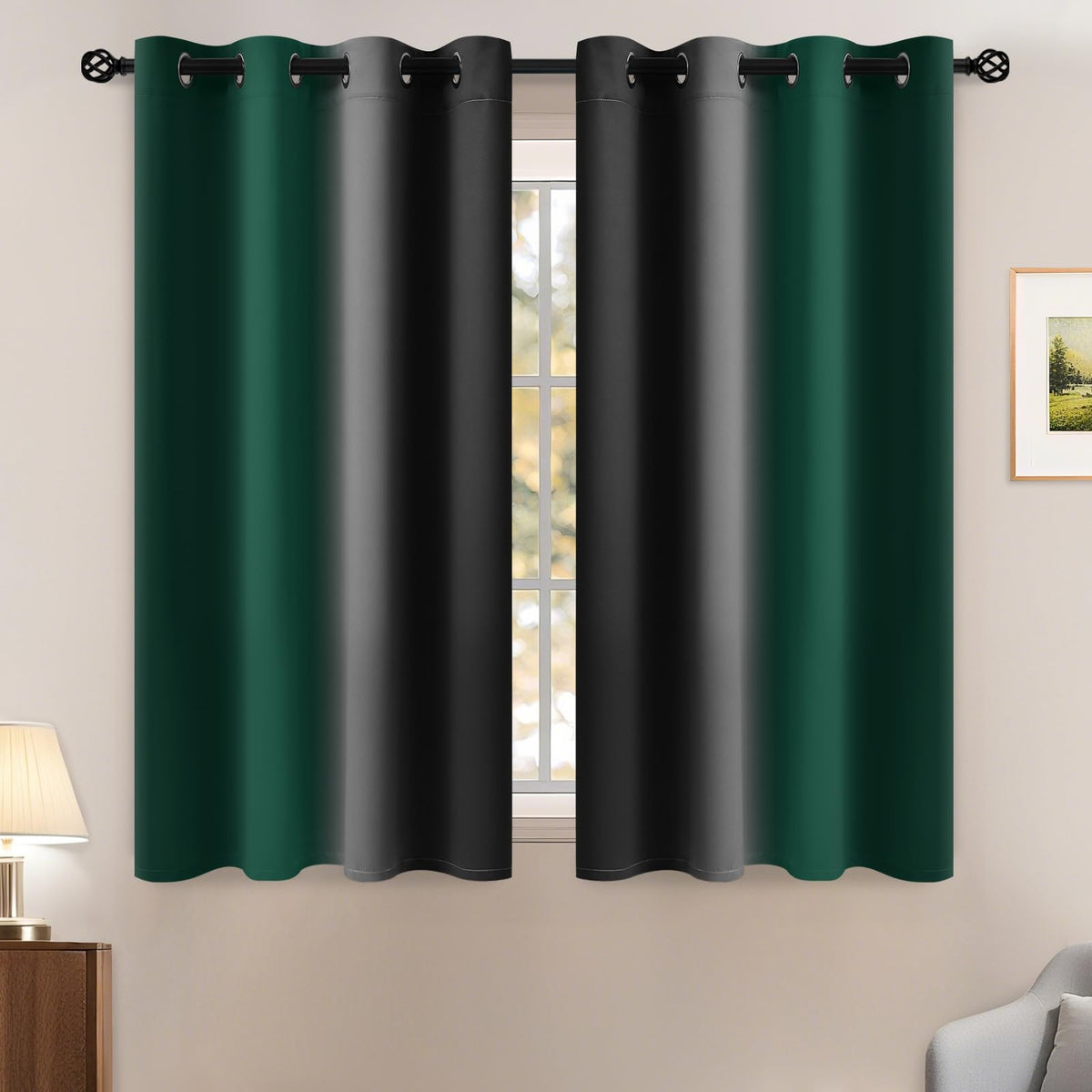 Yakamok Ombre Curtains Blue and Greyish White for Living Room,52Wx84L
