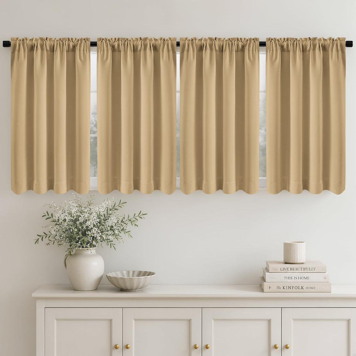 MIULEE Sage Green Blackout Curtains 63 Inch Length for Bedroom 4 Panels