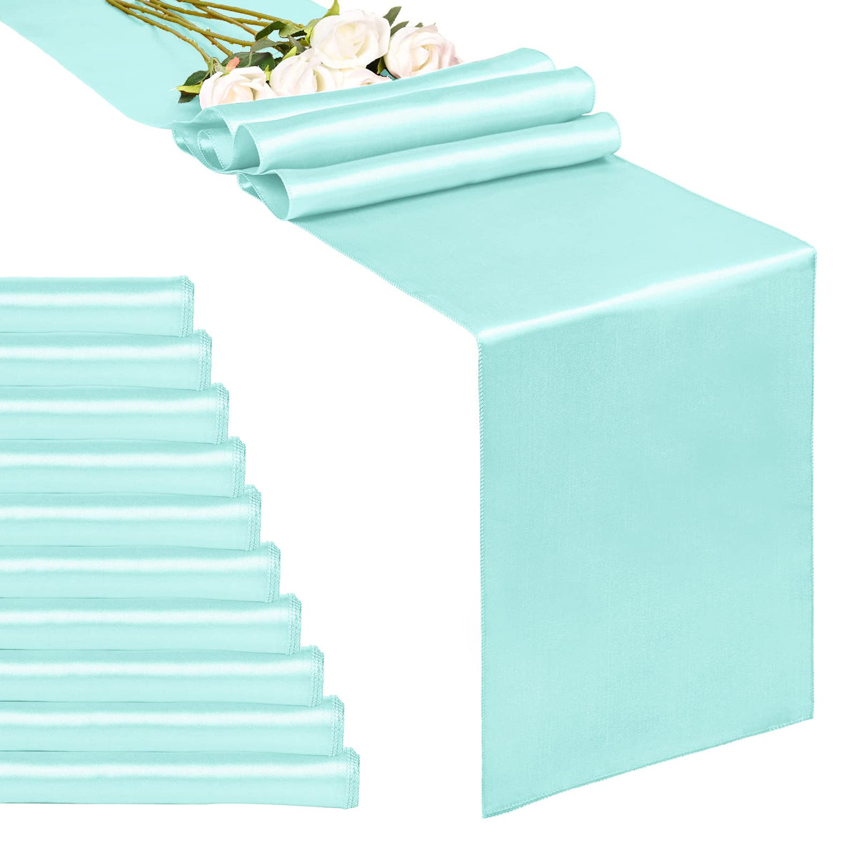 10-Pack Champagne 12 x 108 inches Long Premium Satin Table Runner