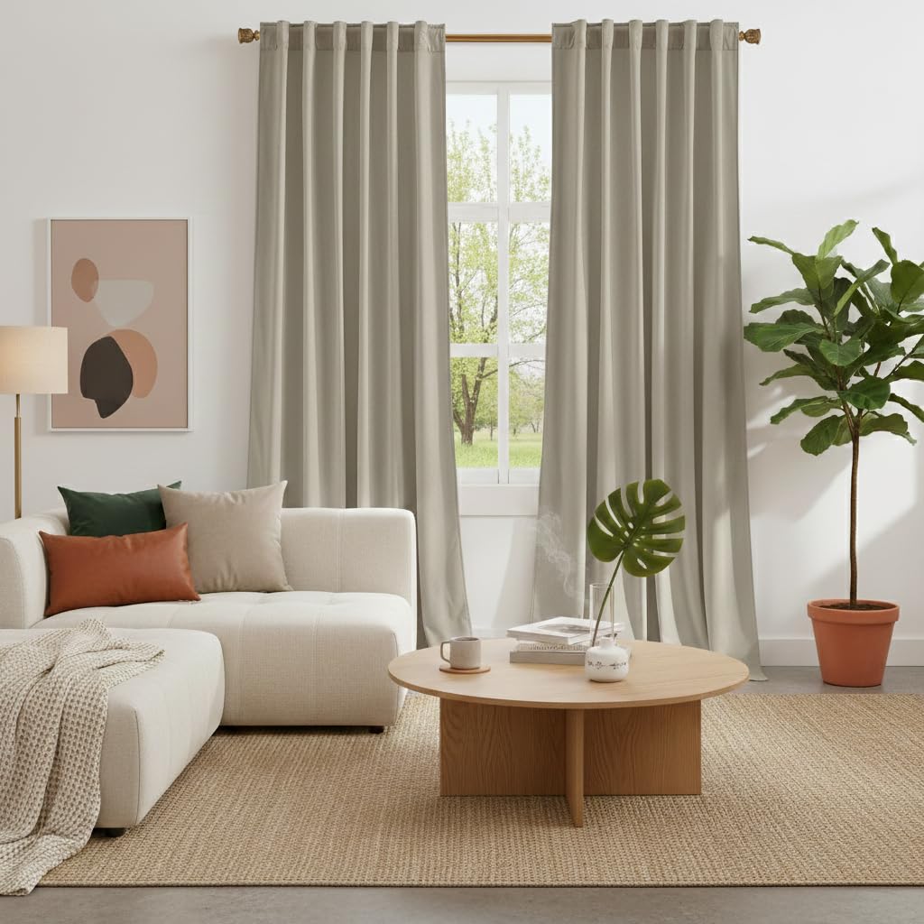 NICETOWN Christmas Blackout Olive Green Velvet Curtains, W52xL84, 2 Panels