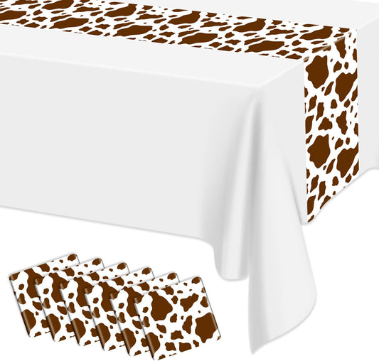 6 Pcs Cow Print Table Runner, 14 x 108 in Brown Cow Table Runner Farm Cow Print Tablecloth Western Tablecloth for Birthday Western Barnyard Home Kitchen Table Decorations