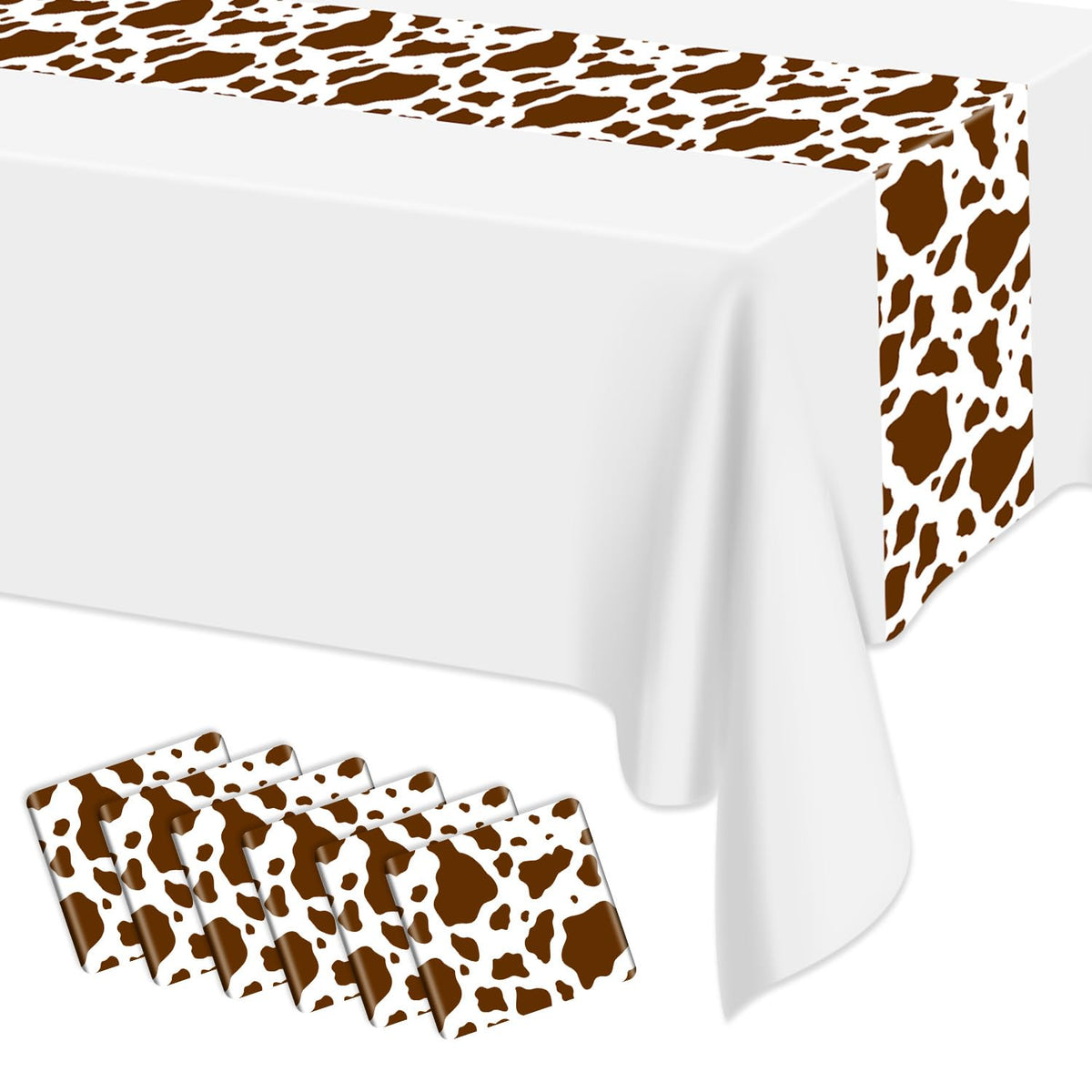6 Pcs Cow Print Table Runner, 14 x 108 in Black and White Cow Table Runner Farm Western Tablecloth for Birthday Western Barnyard Home Kitchen Decorations