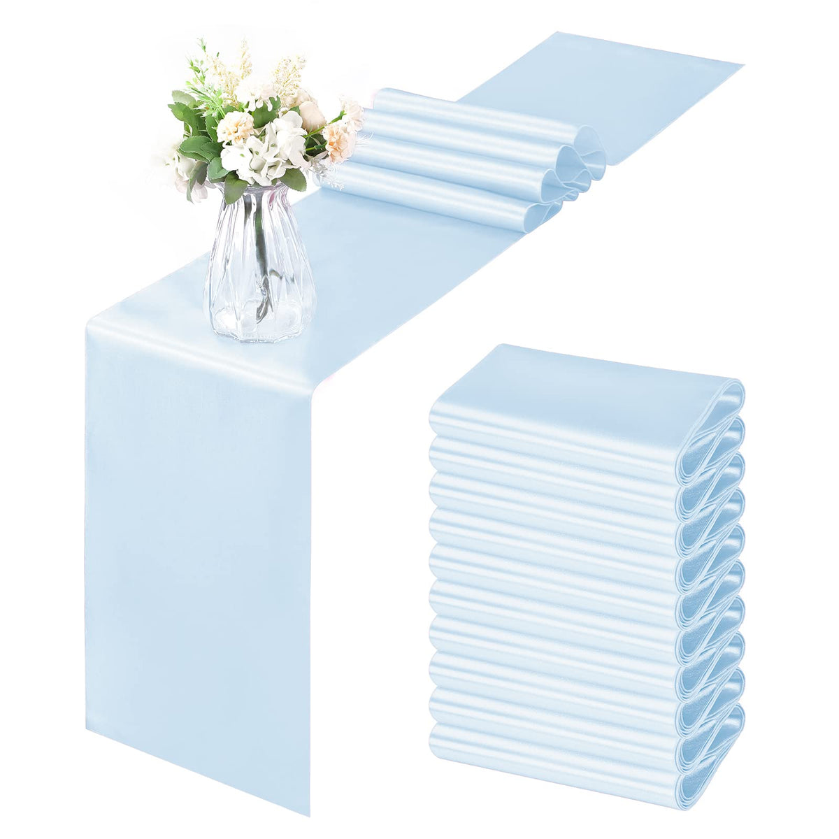 Horbaunal 24 Pack Sage Green Satin Table Runner 12 x 108 Inch