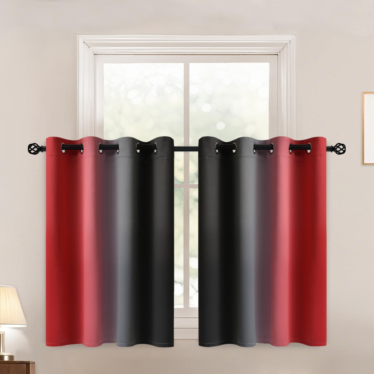 Yakamok Ombre Curtains Blue and Greyish White for Living Room,52Wx84L