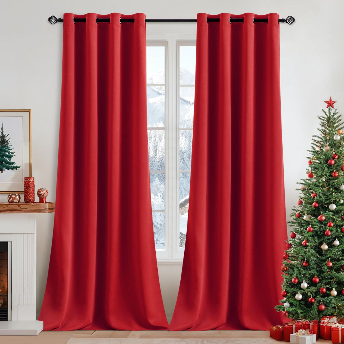 MIULEE Beige Blackout Bedroom Curtains 63 Inch Long Light Blocking