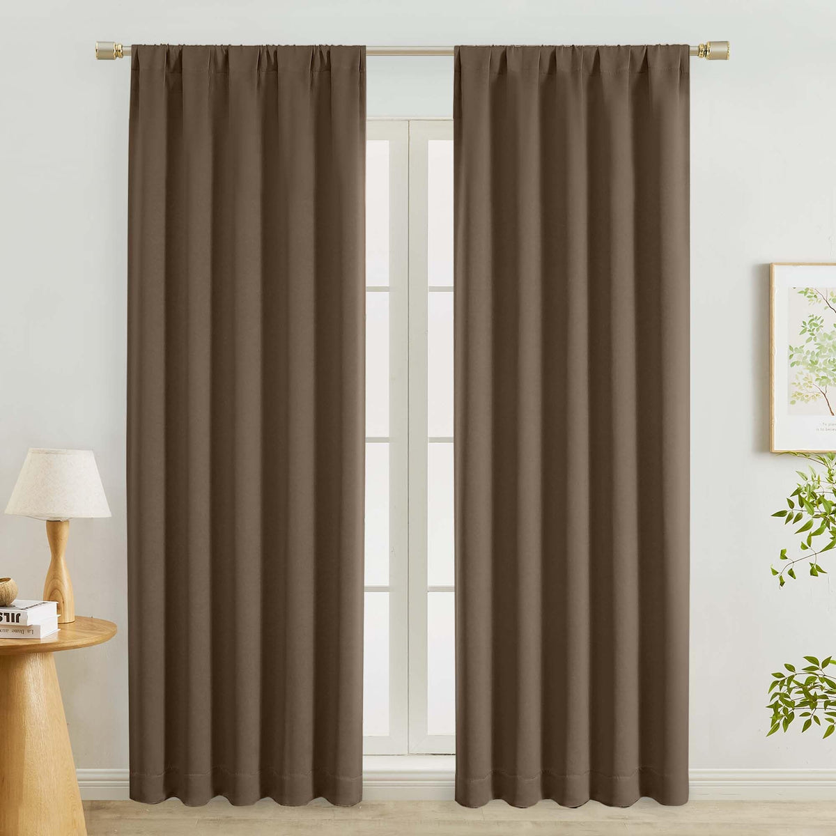 Lecloud Black Blackout Curtains for Bedroom 54 Inch Length 2 Panels