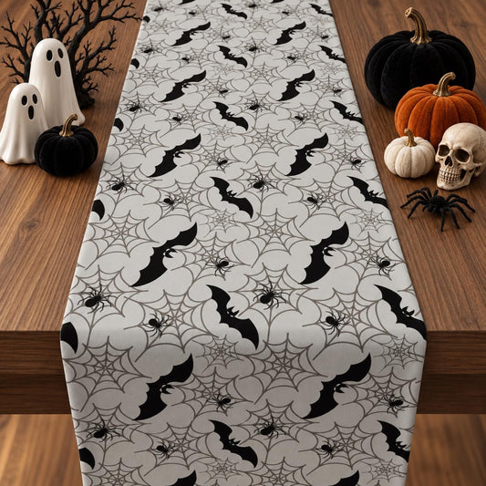 Halloween Party Decorations - Bats Spider Web Table Runner