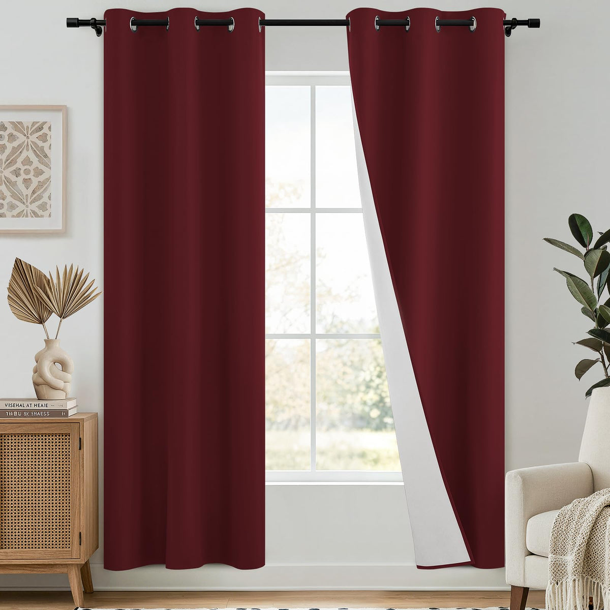 SimpleHome Chocolate Brown 100% Blackout Curtains for Bedroom 63 Inch Long